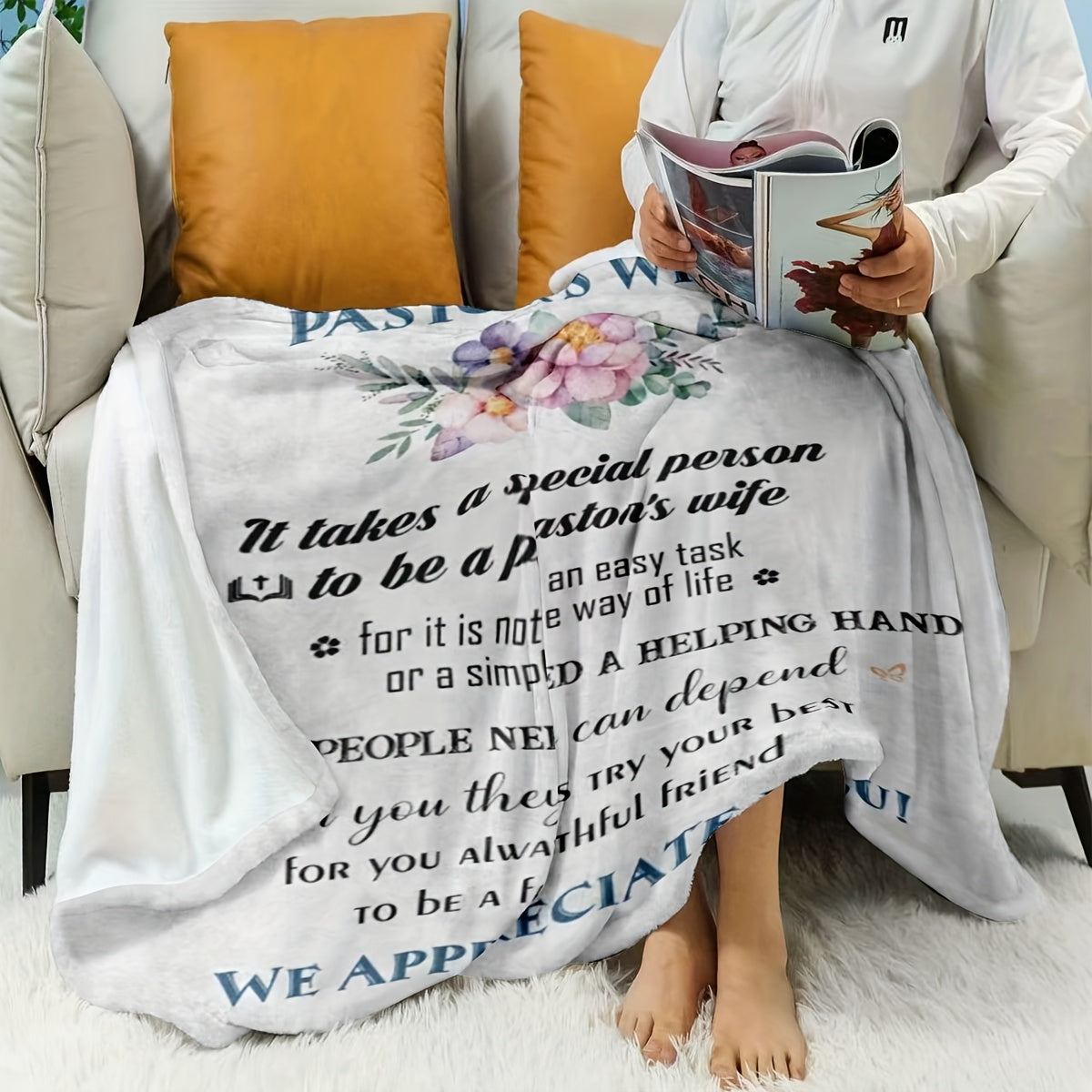 Pastor's Wife Appreciation Blanket Flannel Fleece Christian Religious Gift 127x152cm