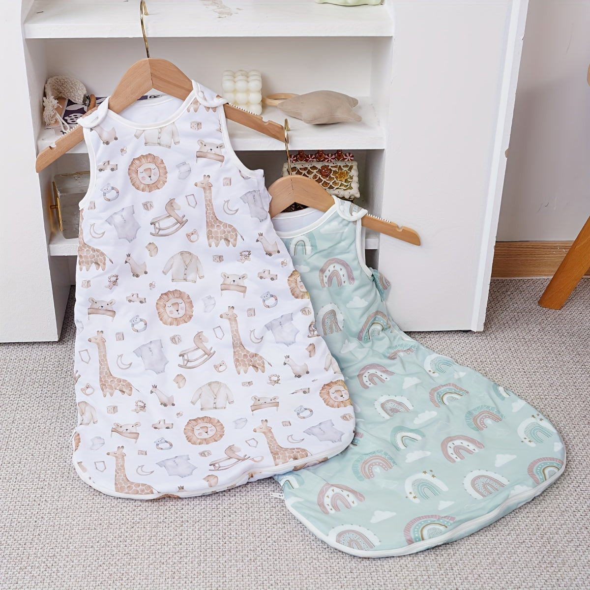 Baby Sleeping Bag for Infants 0-3 Years Polyester Zipper Sleep Sack with Cute Print