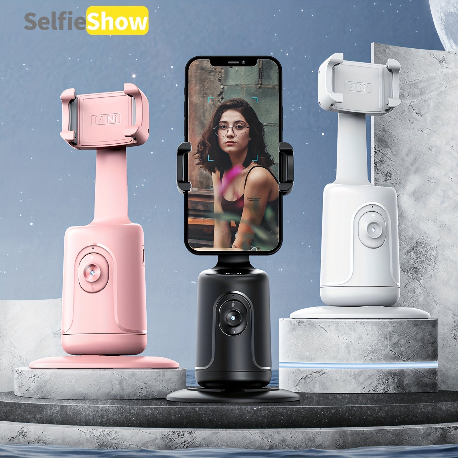 Portable 360° Auto Face Tracking Tripod Selfie Stick for Vlogging and Live Streaming