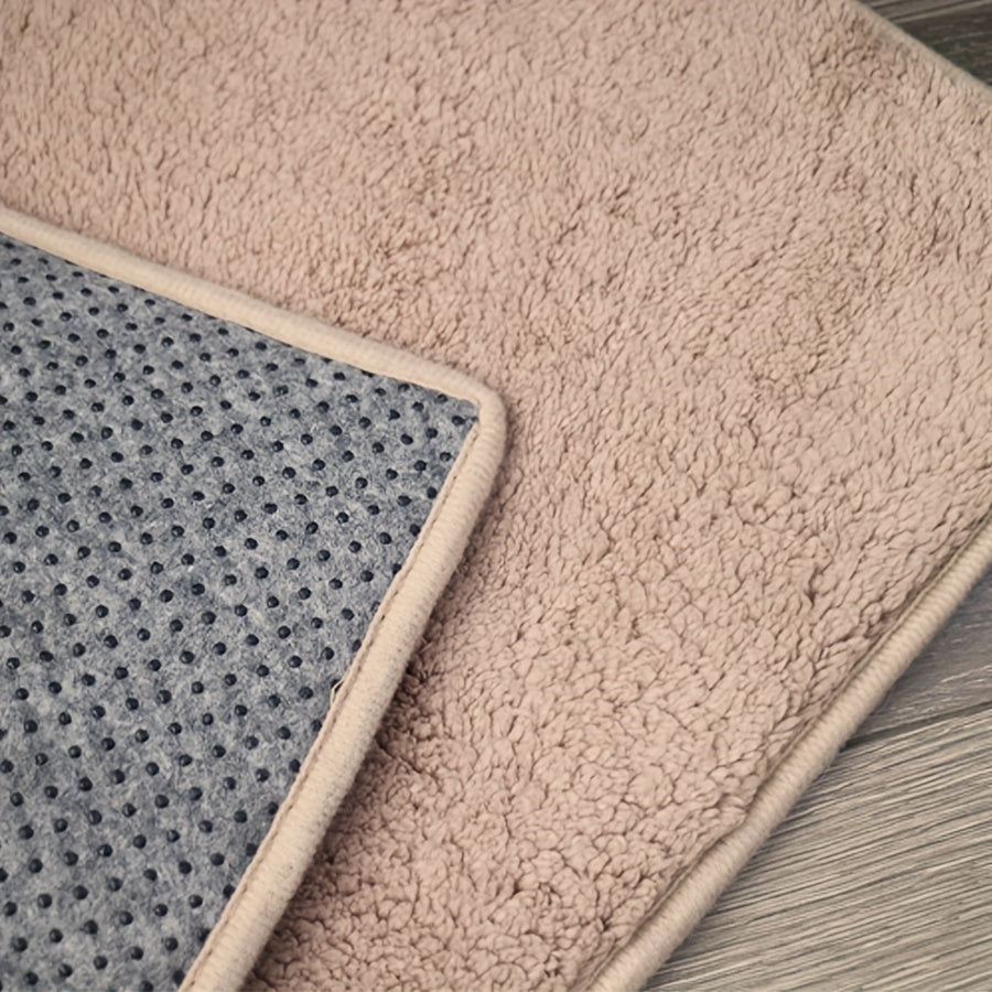 Oblong Bath Rug Non-Slip Quick-Dry Absorbent Polyester 1.8cm Thick