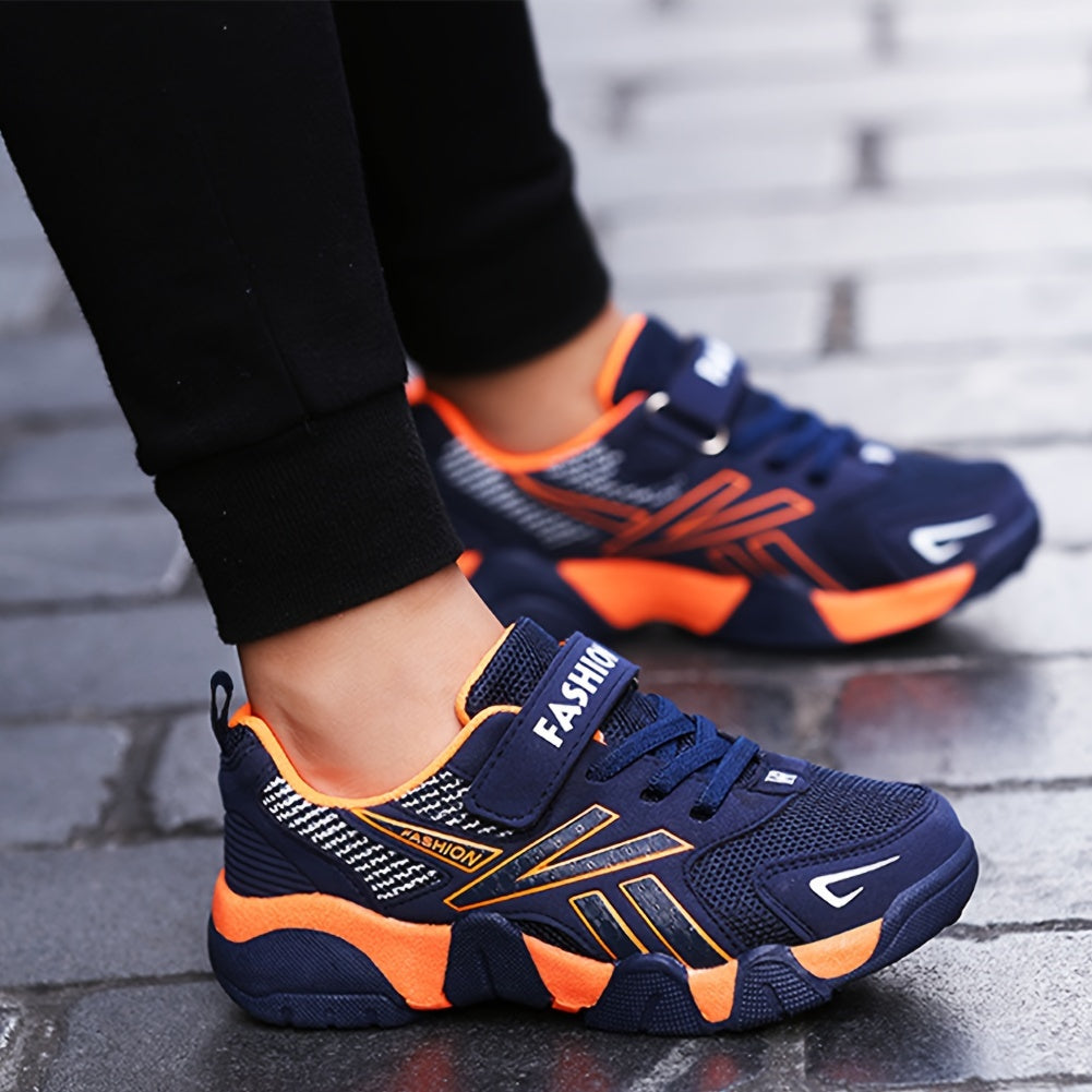 Kids Boys and Toddlers Sporty Sneakers Breathable Fabric Rubber Sole Adjustable Fastener