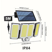 High Brightness Solar Motion Sensor Wall Light with Adjustable Heads and Multiple Modes for Outdoor Garden Patio and Garage