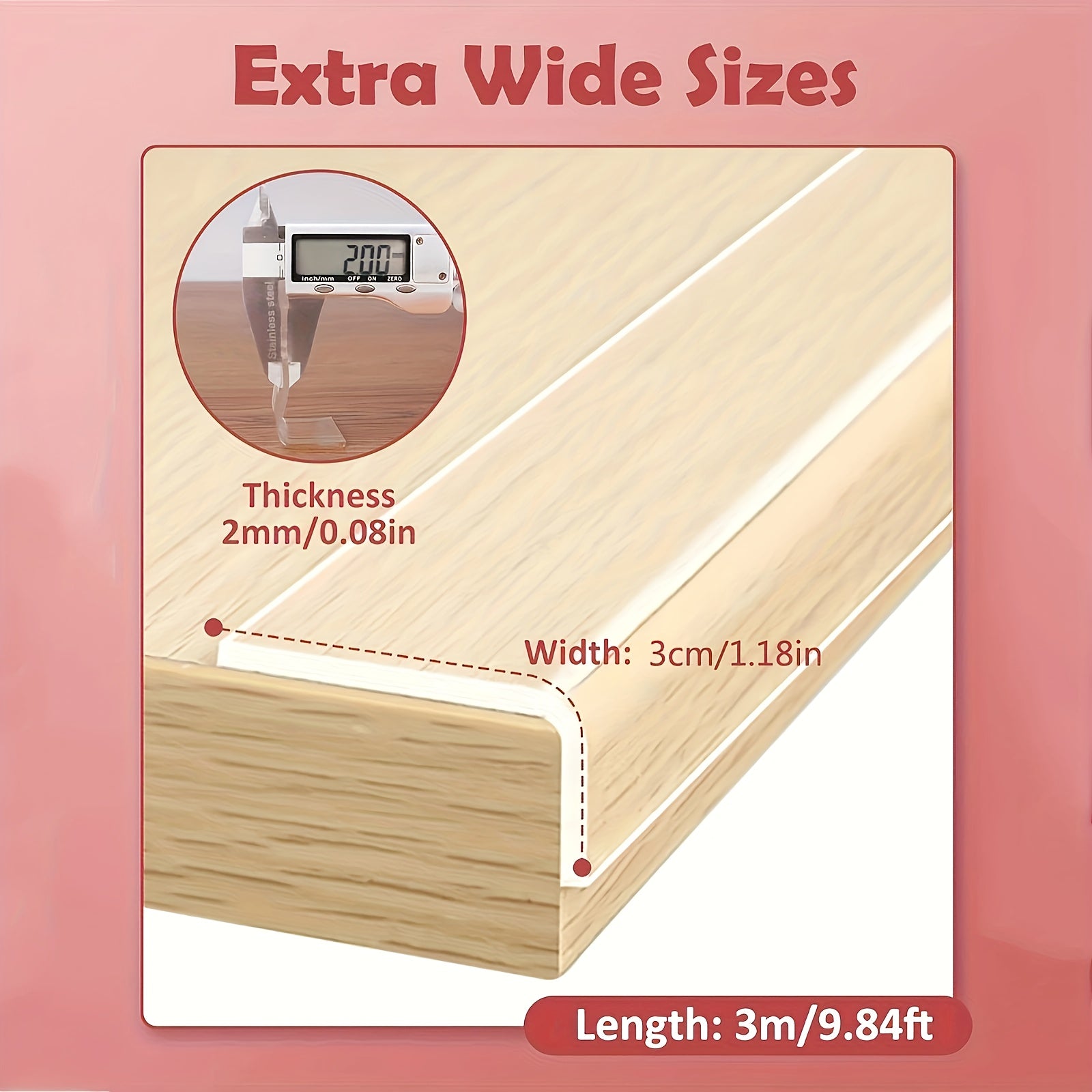 Mebel burchaklari uchun shaffof plastmassa chekka himoya lentasi 2 metr shaffof yopishqoq