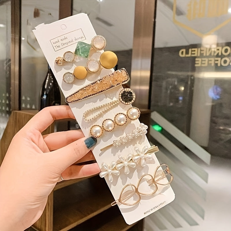 Elegant Duck Billed Hair Clip Set with Faux Pearls for Prom and Party Hairstyles