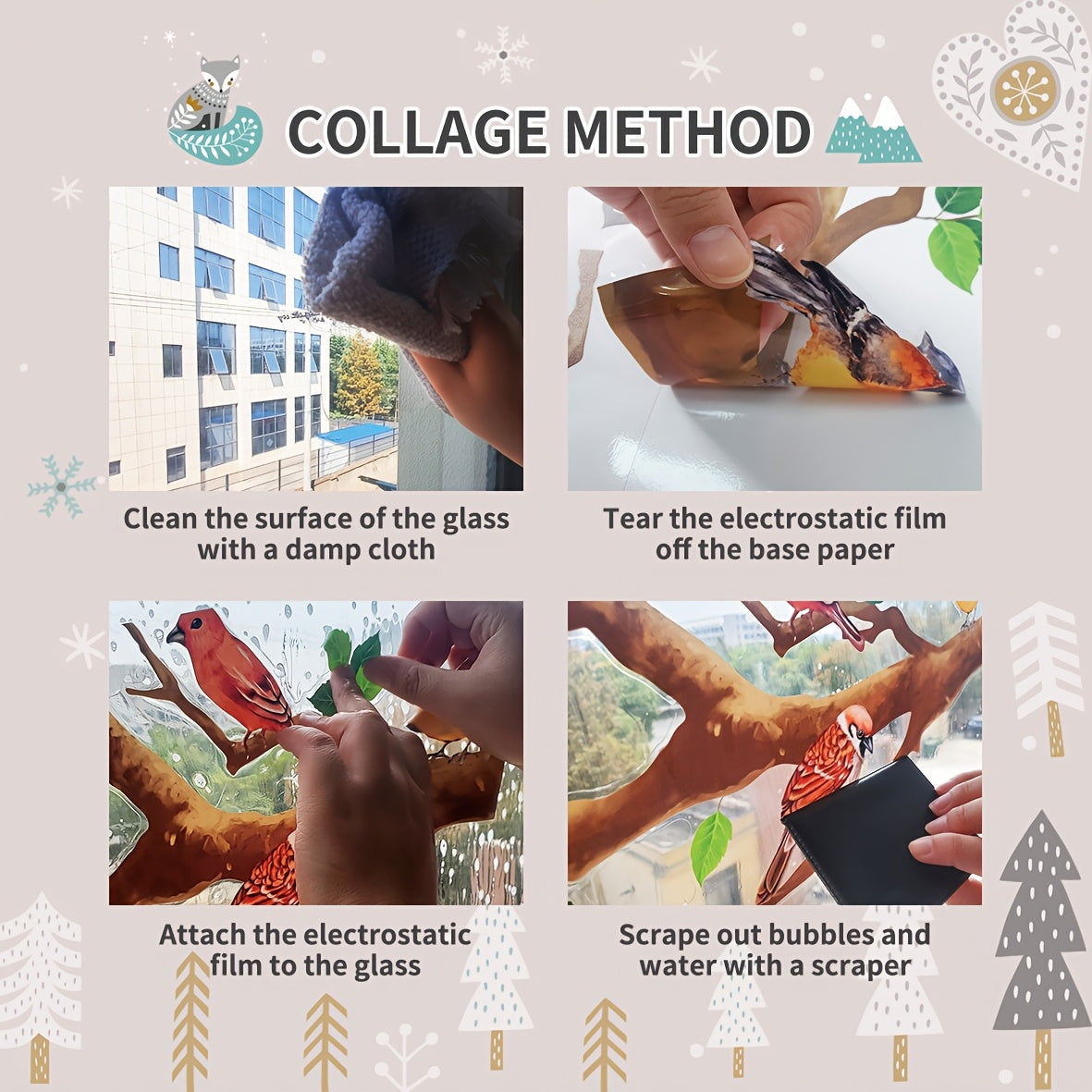 Paskha quyon va tuxumlar gullli deraza yopishtirishi 20x30cm qayta ishlatiladigan PVC yopishtiruvchi bezak