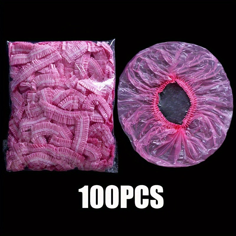Large Pink Disposable Shower Cap for Women Waterproof Elastic Polyester Spa Salon Use