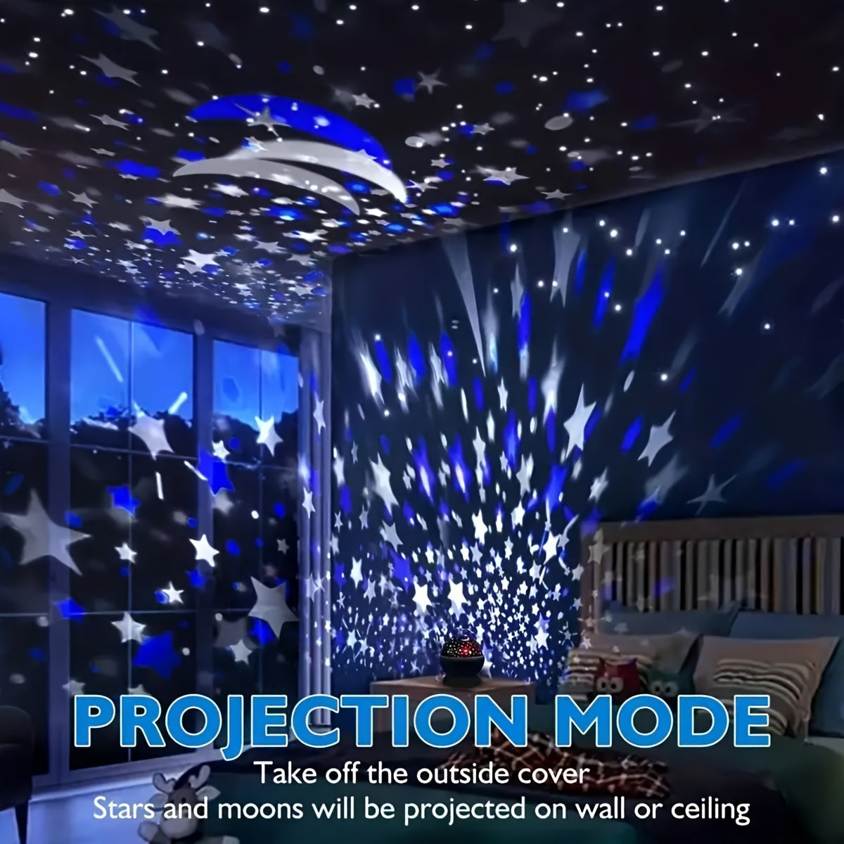 Colorful Rotating Starry Sky Projection Light for Romantic Bedroom Atmosphere