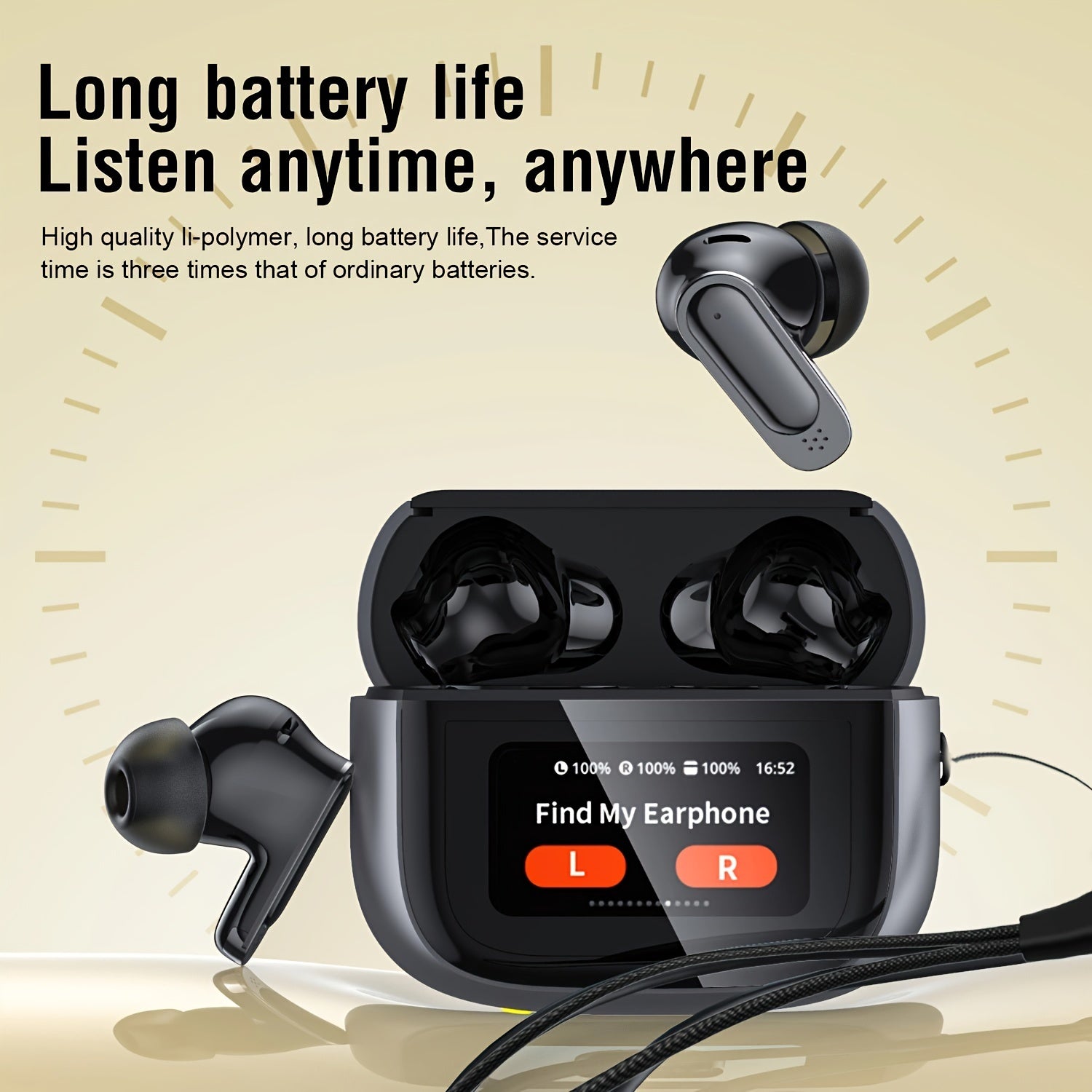 Auriculares inalámbricos con cancelación de ruido Bluetooth 5.4 pantalla táctil larga duración de batería alta fidelidad