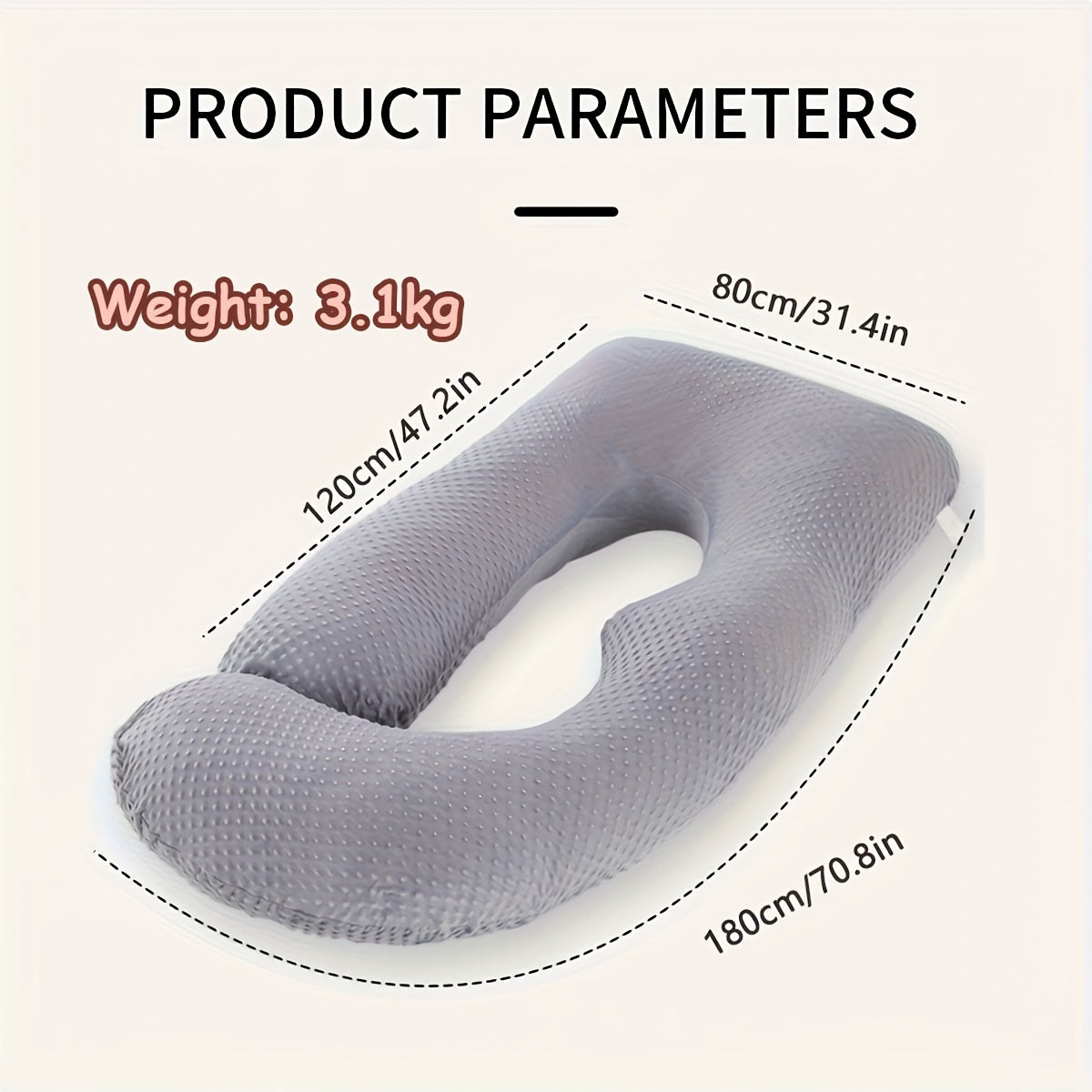 Pregnancy Pillow U-Shaped Body Support for Side Sleeping with Waist Cushion