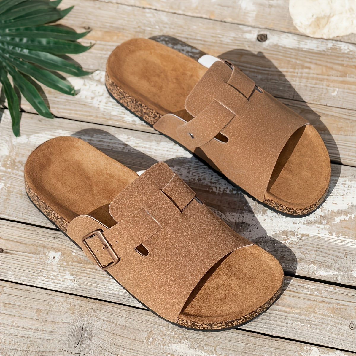 Men's Vintage Buckle Strap Sandals with Soft Upper Breathable Lining Cushioned Insole Durable PVC Sole