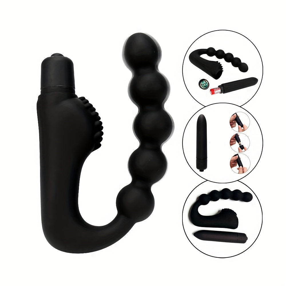 Men Silikon Beads Anal Prostata Massager Vibrator Butt Plug bilan 10 ta rejim