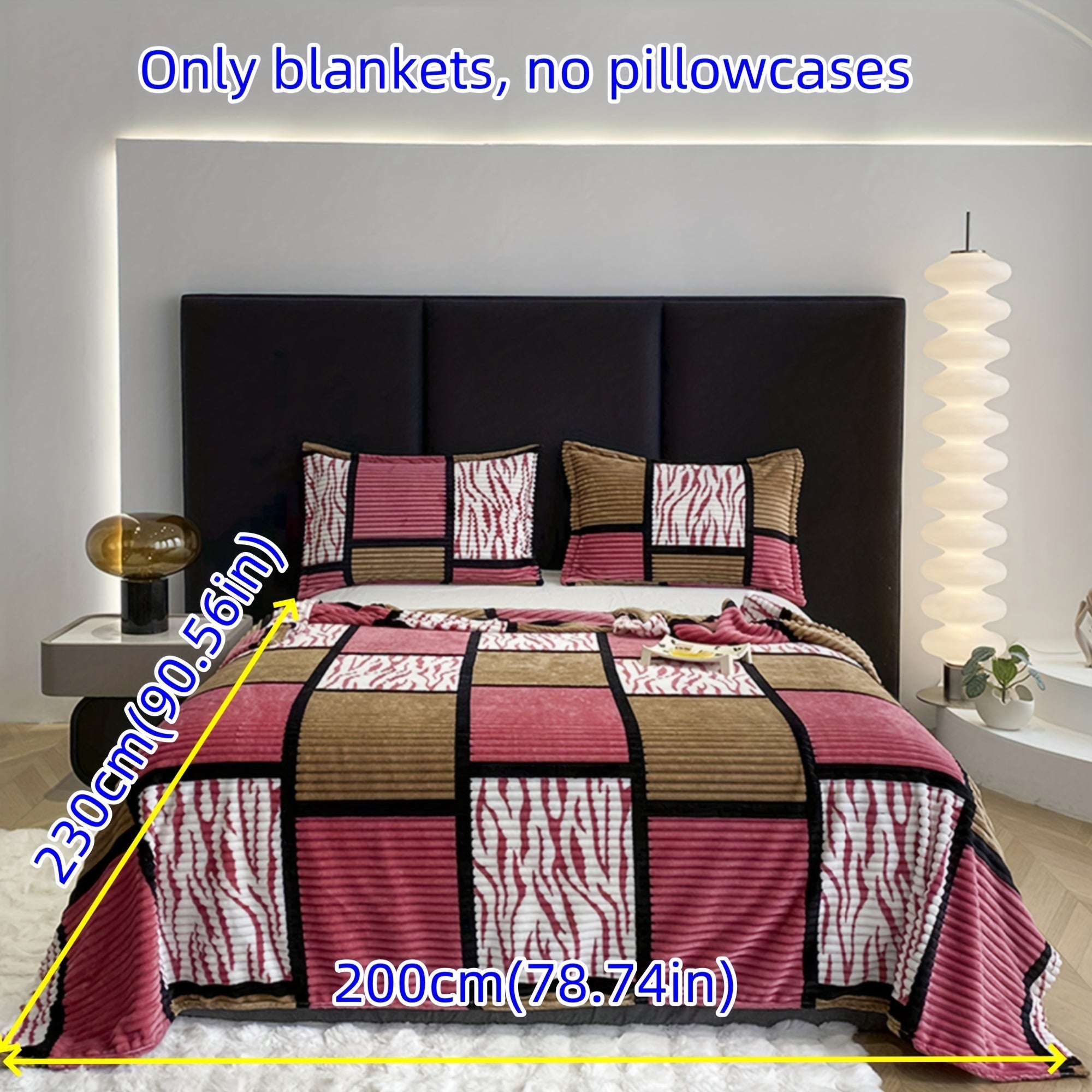 Striped Grid Blanket Lightweight Breathable All-Season Sofa Bed Travel 1 Piece