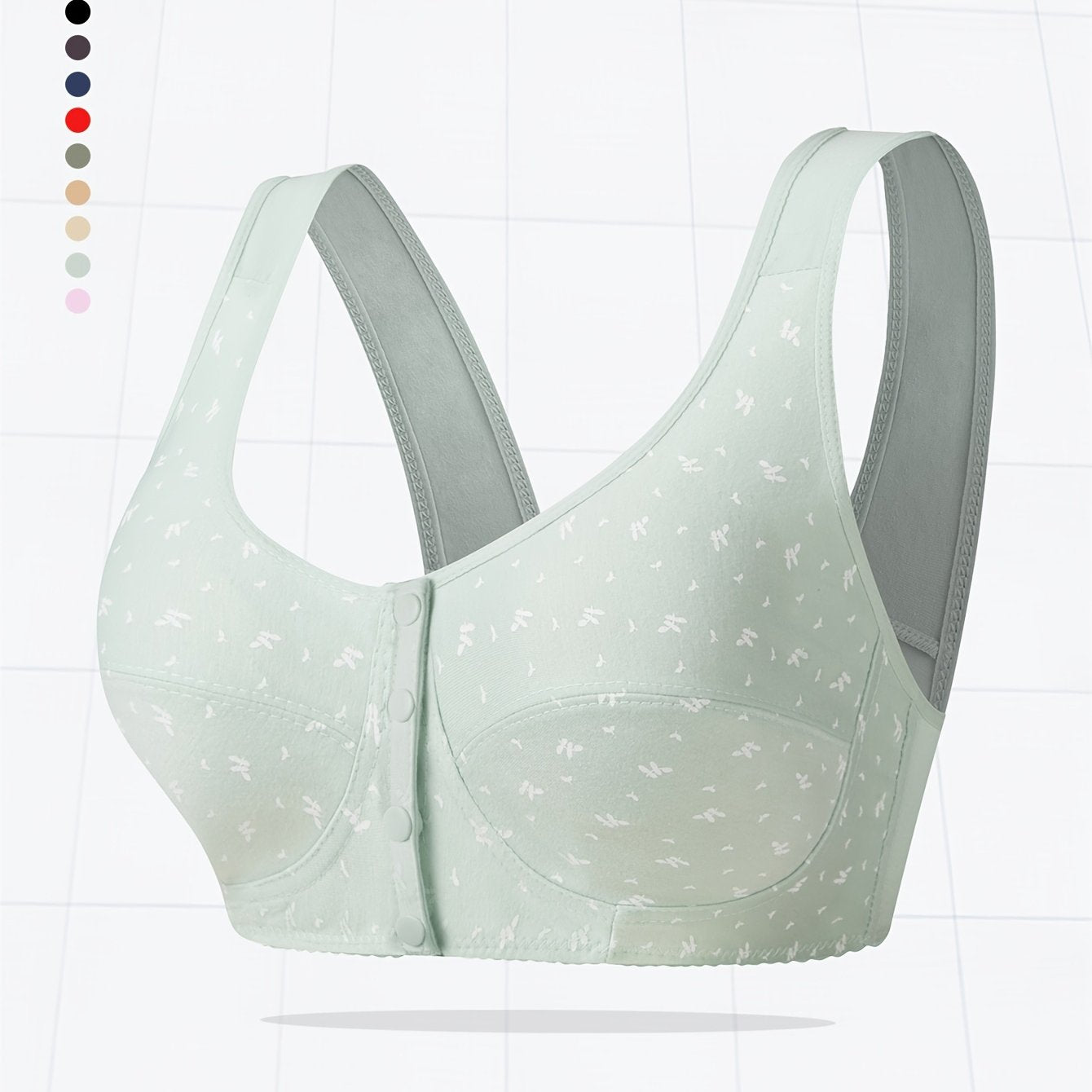 Women's Large Size Printed Front Buckle Yoga Sports Bra Breathable No Wire