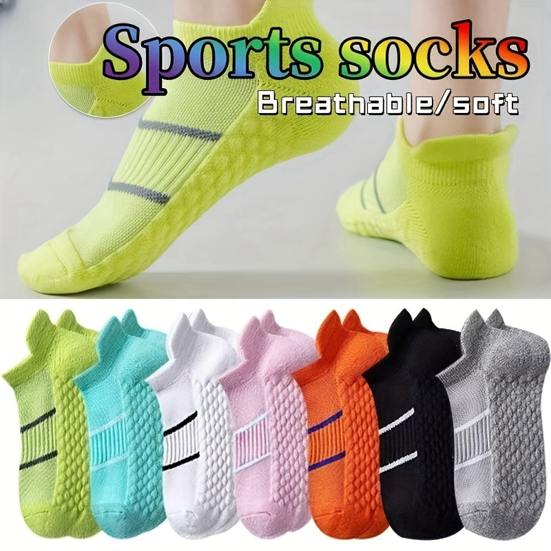 7-Pack Unisex Performance Sports Socks Cushioned Breathable Polyester Spandex Striped