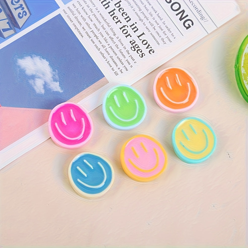6Pcs or 12Pcs Joyful Face Resin Shoe Charms Pastel Bright Colors for Sneakers and Boots