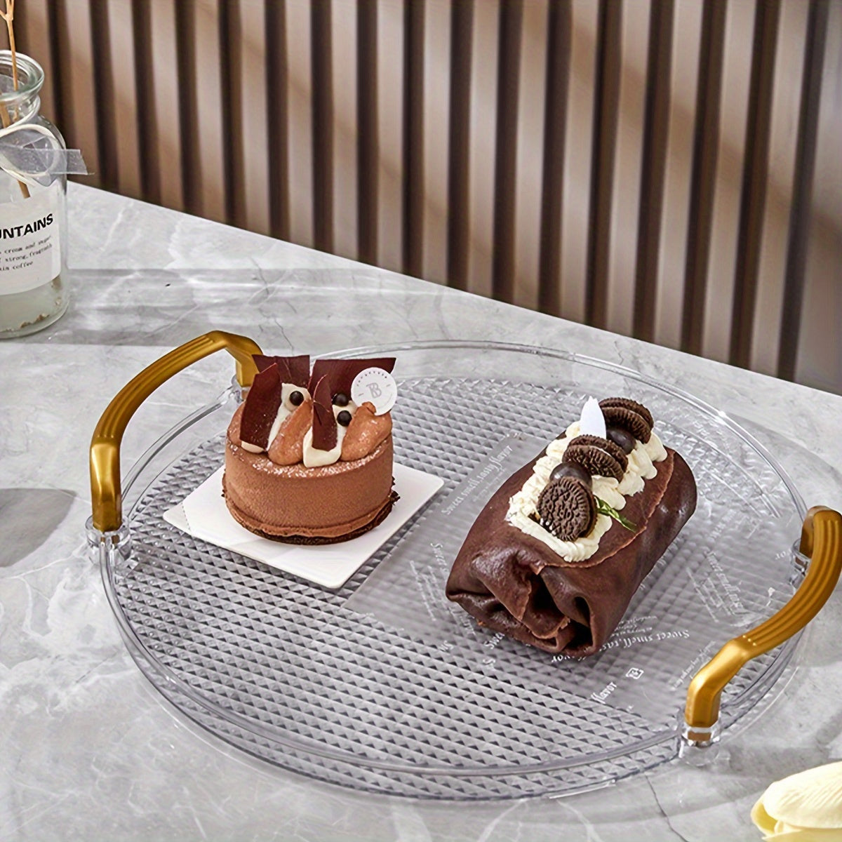 Coffee Table with Fruit Basket Cover Tray for Living Room Snacks and Candy