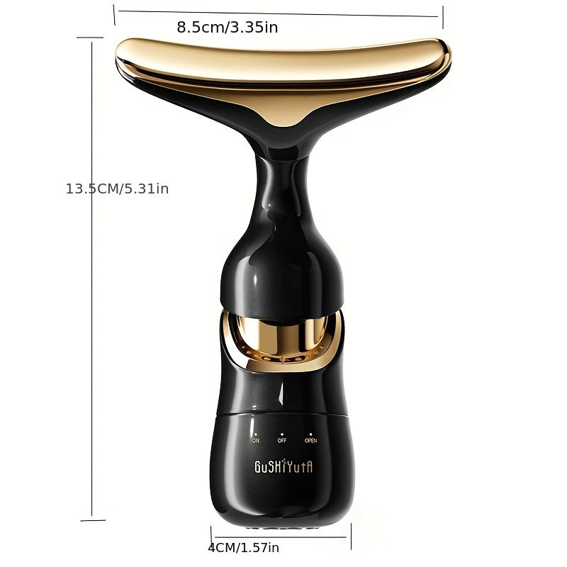 3-in-1 Facial Neck Eye Massager Oil-Free Dry Battery Powered Skin Care Device