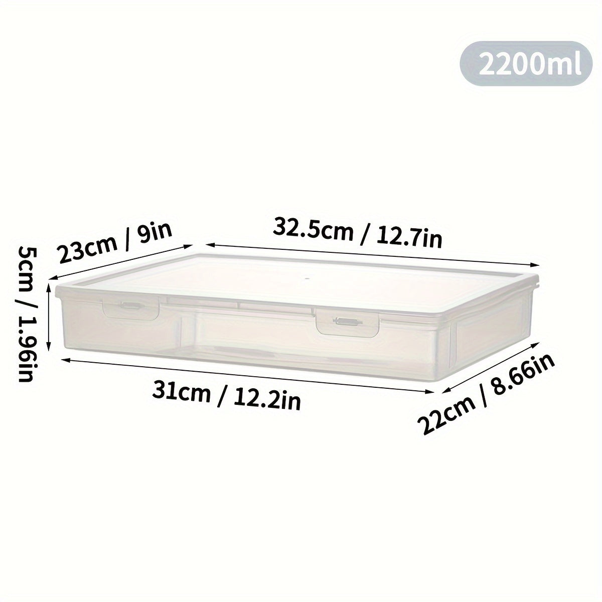 Large Transparent Plastic Storage Box with Flip Lid for Documents and Office Use