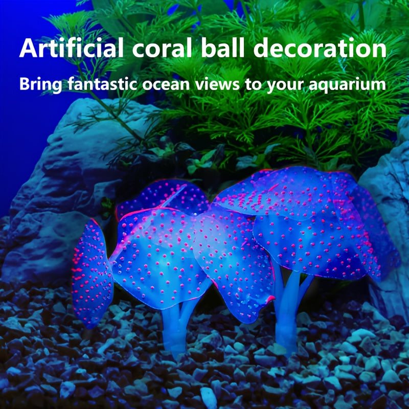 Artificial Coral Decoration for Aquariums Silicone Fluorescent Pink Reef Ornament
