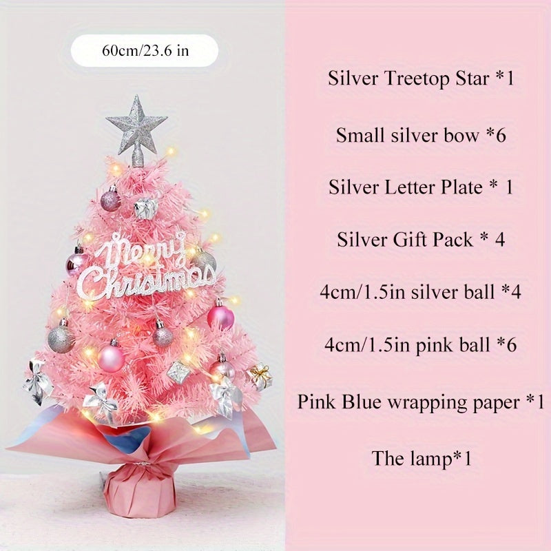 Pink Blue Christmas Tree 59.94cm PVC Holiday Decoration Reusable Gift
