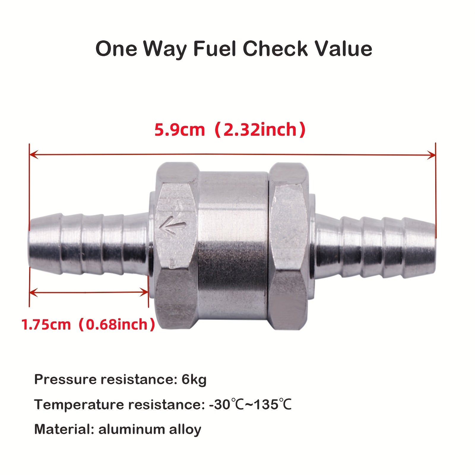 Клапан проверки топлива с односторонним клапаном из алюминиевого сплава 6/8/10/12 мм для бензина, дизеля