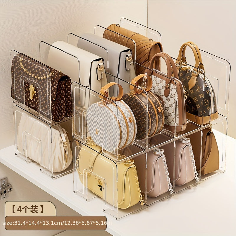 Acrylic Clear Storage Rack Set for Organizing Bags Clothes and More 4 Pieces