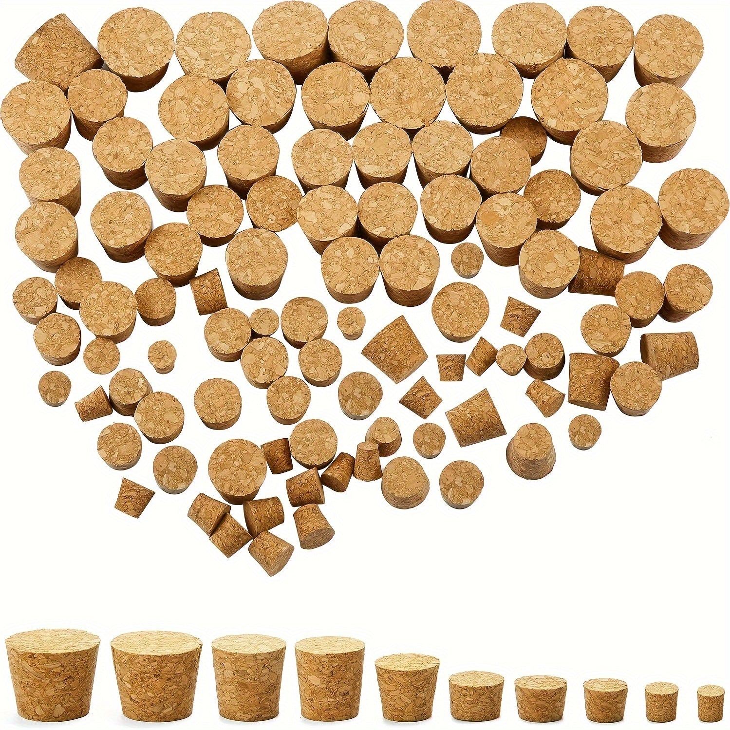 Wooden Tapered Cork Stoppers for Wine and Beer Bottles, Craft Supplies, 20 Pack