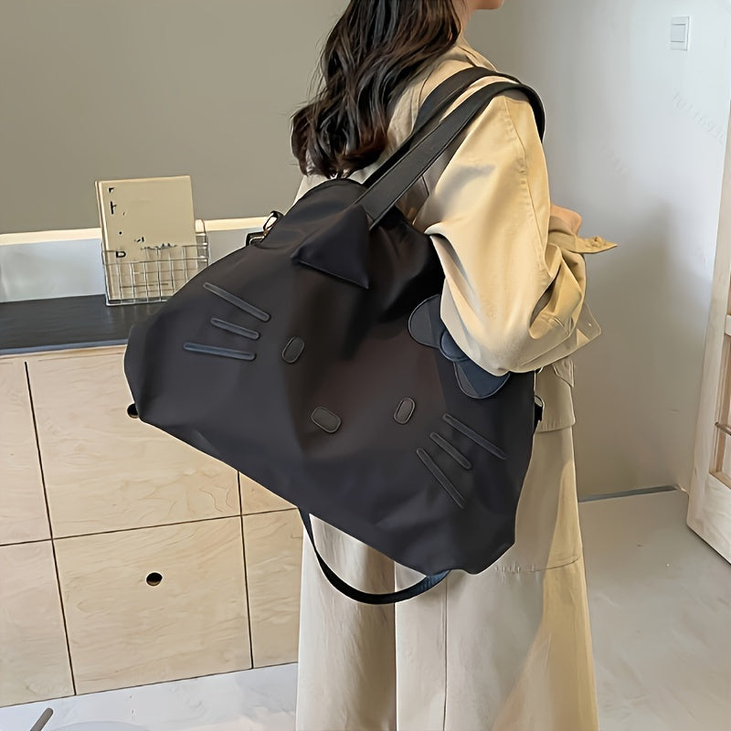 Large Capacity Nylon Travel Sports Bag for Women with Adjustable Shoulder Strap