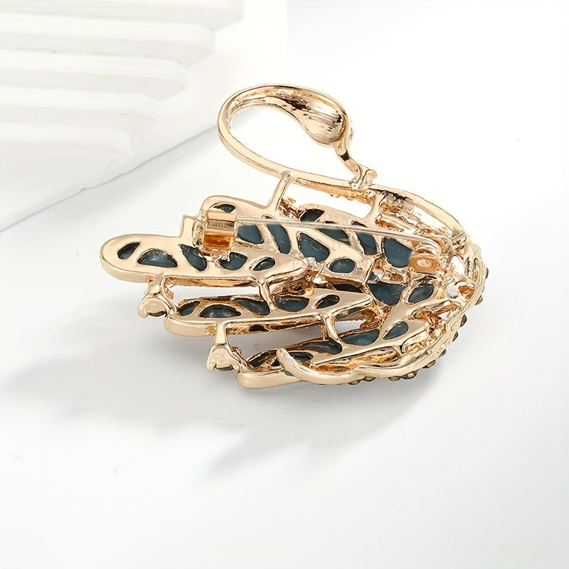 Animal Pin with Crystal Swan and Feather Design for Dresses and Coats