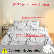 Three-Piece Polyester Quilt Cover Set with Marble Pattern for Bedroom