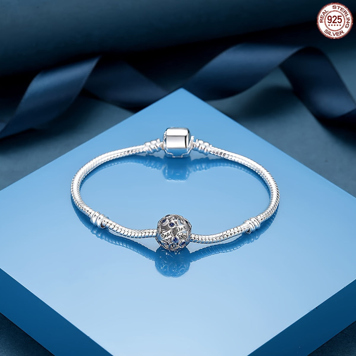 Sterling Silver Twelve Months Series Round Charm Beads for Bracelets and Necklaces