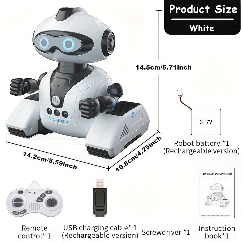 Robot interactivo RC DIY para niños de 8+ figura de acción programable con reconocimiento de gestos de audio, rotación de 360°, recargable por USB