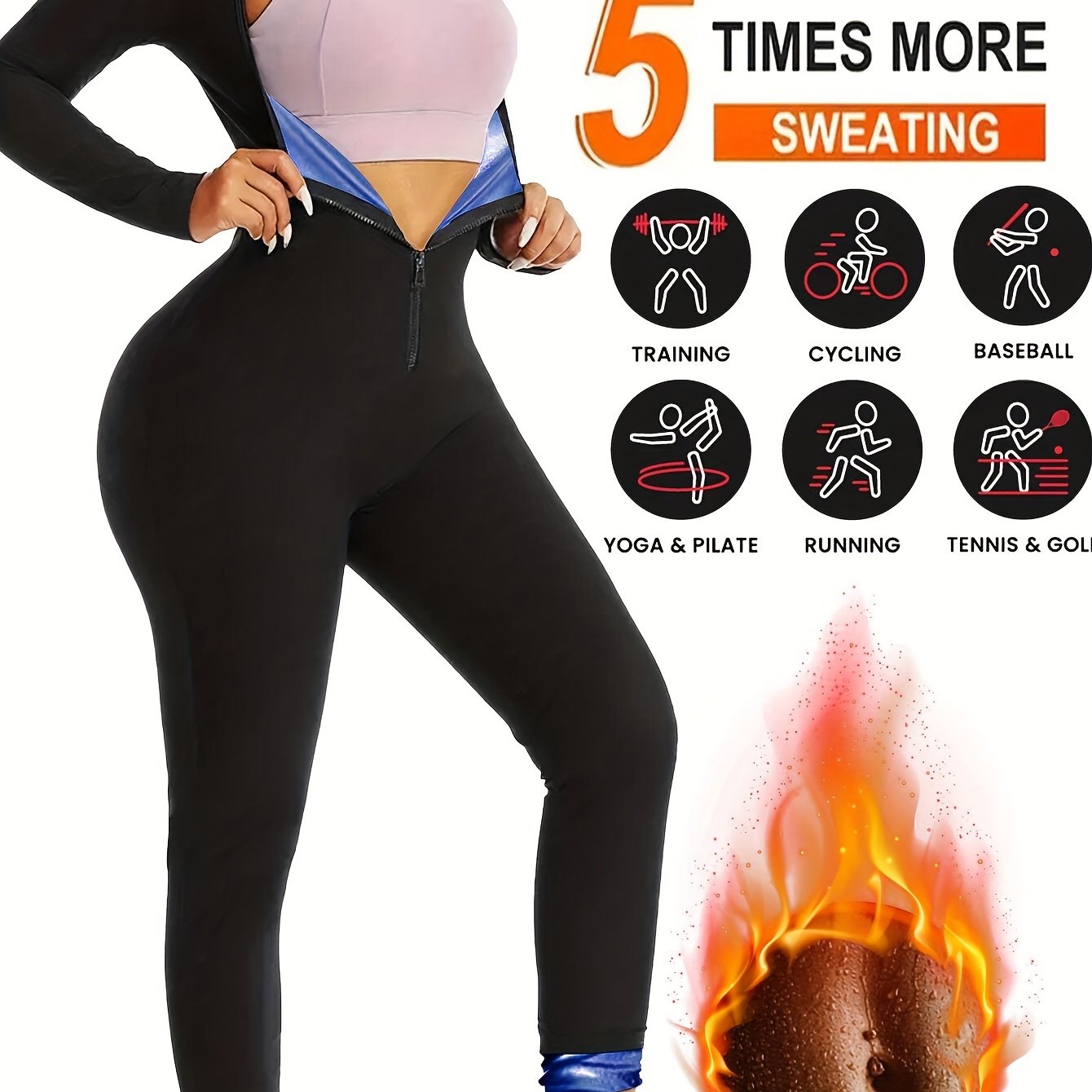 Women's Thermal Bodysuit with Long Sleeves Zippered Fitness and Yoga Sweatshirt