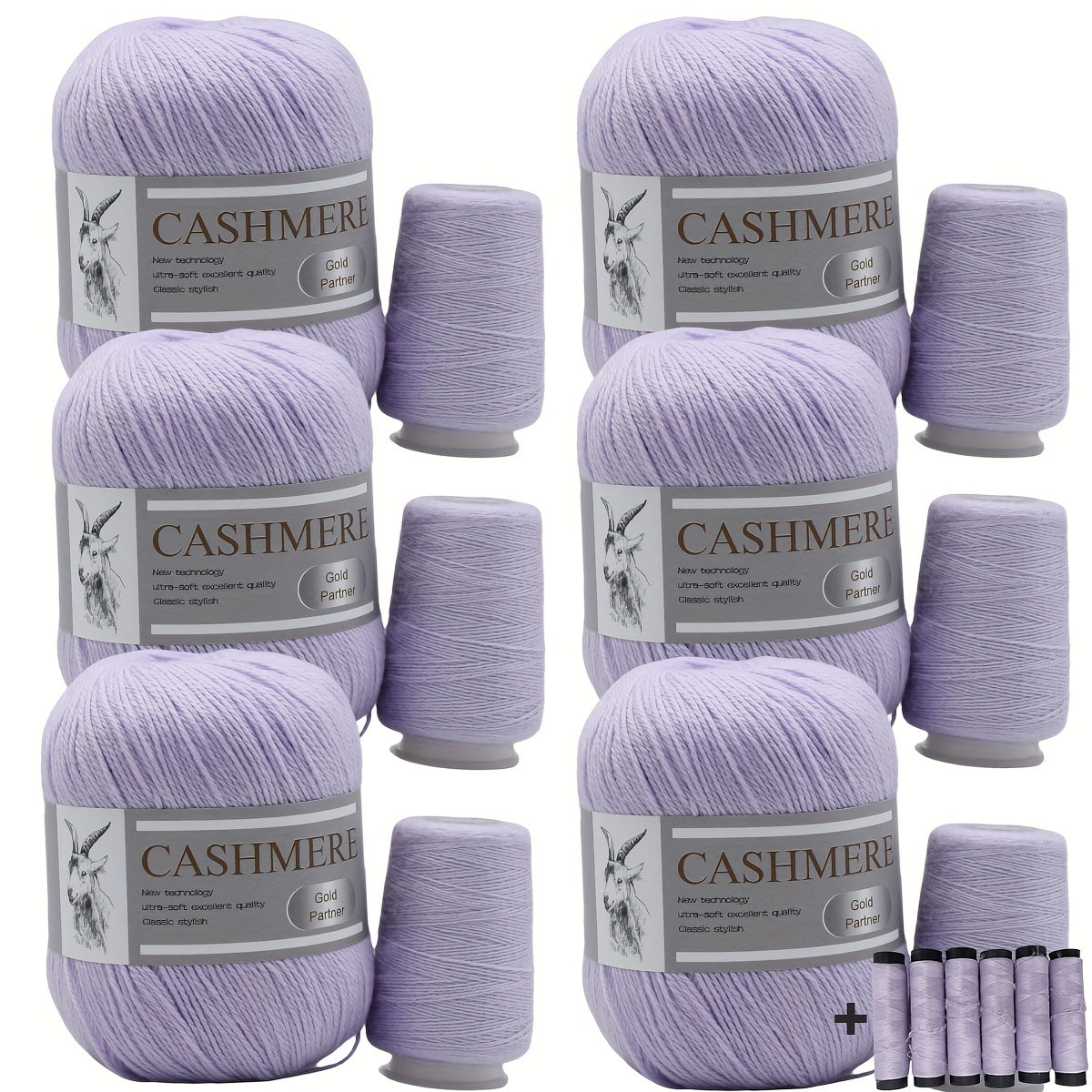 Luxurious Cashmere Yarn Set for Knitting and Crocheting Multicolored 6-Pair Bundle