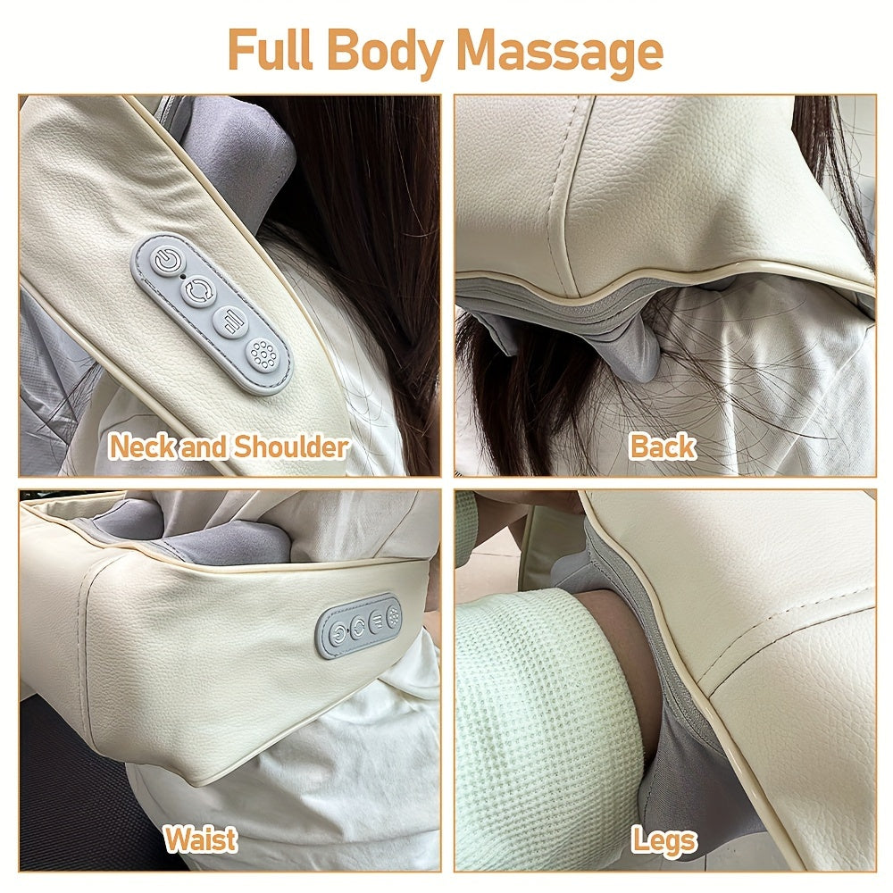 Rechargeable Heated Shiatsu Massager for Neck Shoulders Back Legs and Head with Lithium Battery and USB Compatibility