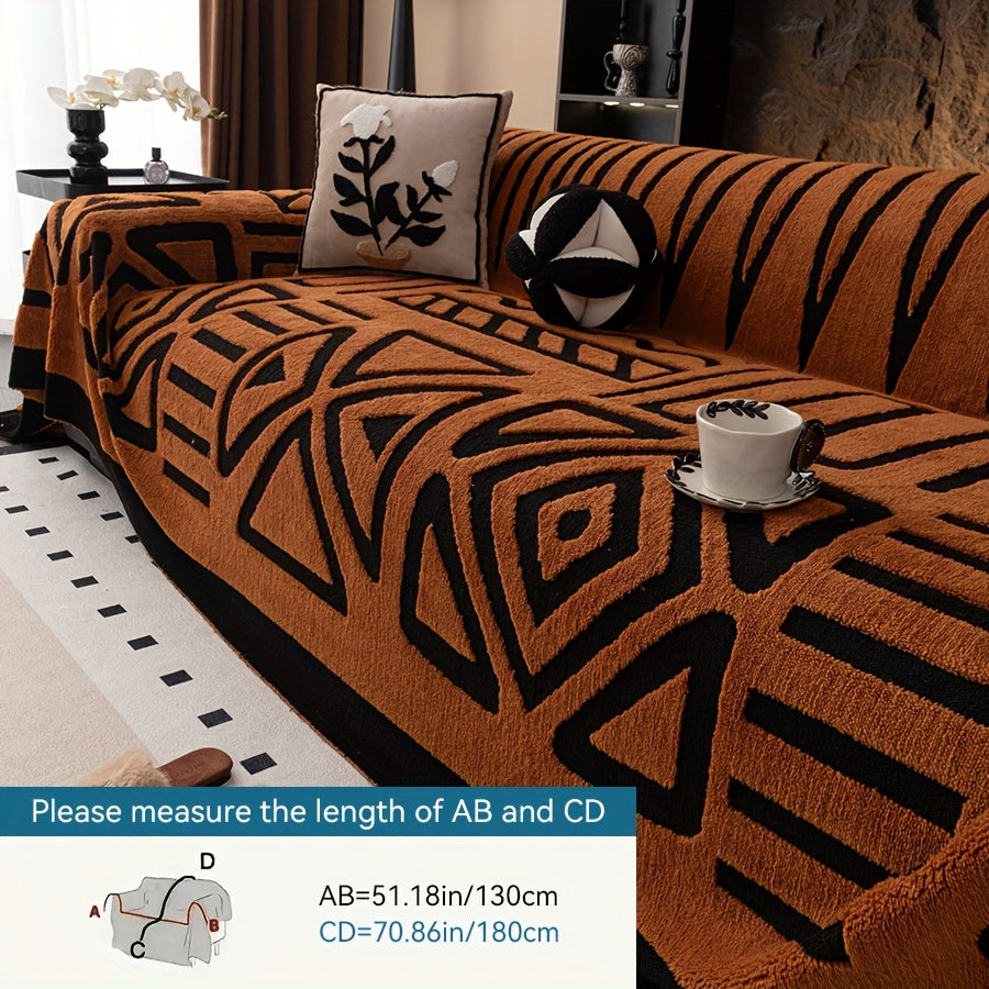 Чехол на диван Glam Style Sherpa, толстый плюш, защитник мебели, моющийся в машине, устойчивый к выцветанию, дружелюбный к питомцам, подходит для кресла, дивана-кровати, 3-4 местного секционного.