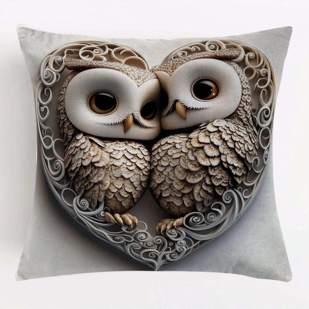 Owl Valentine's Day Pillow Cover 45.72cm Polyester Indoor Outdoor Decor