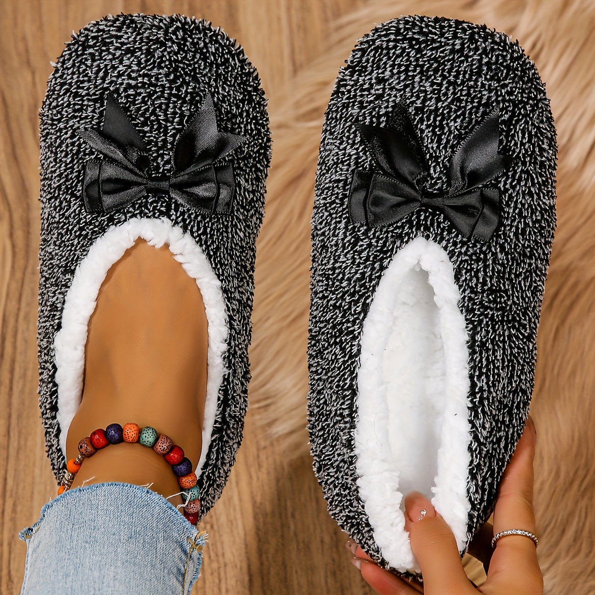 Women Cozy Slippers Fabric House Shoes Soft Plush Non-Slip Indoor