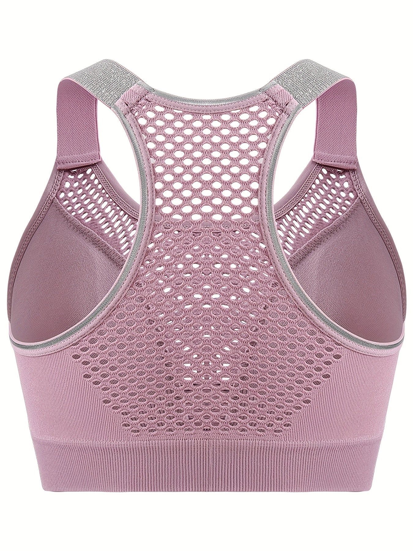 Women's Plus Size Sports Bra Breathable Nylon Yoga Running Gray Beige