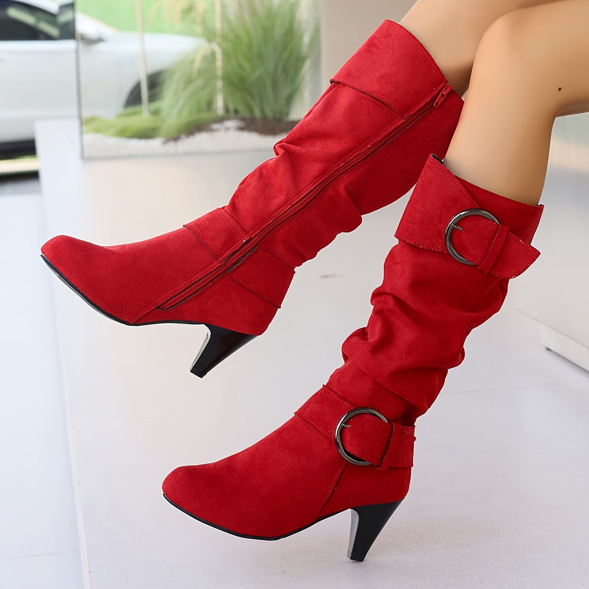 Women's Over-the-Knee Faux Fur Long Boots With High Heels