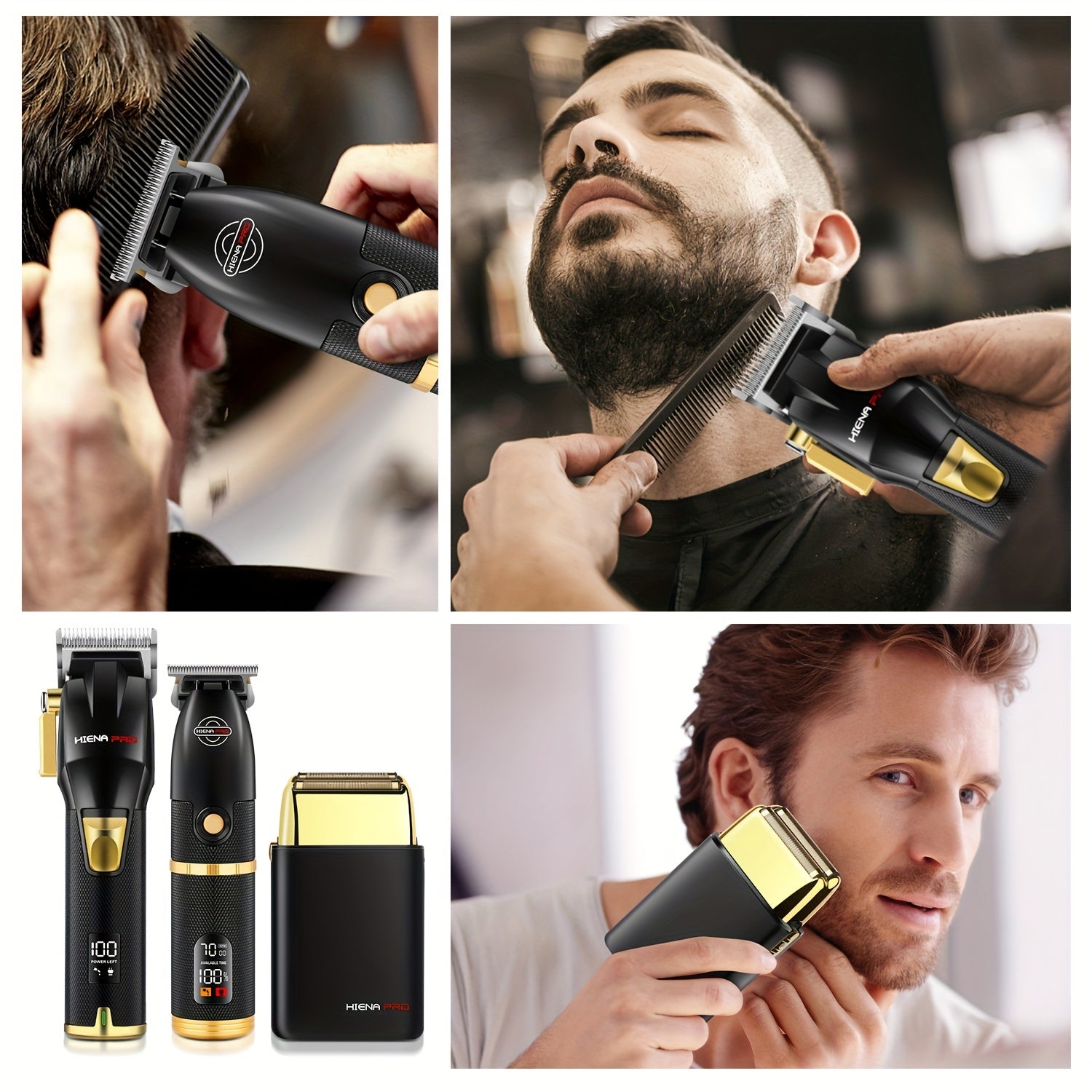 Professional hair clipper set with USB rechargeable trimmer LCD display gift for men
