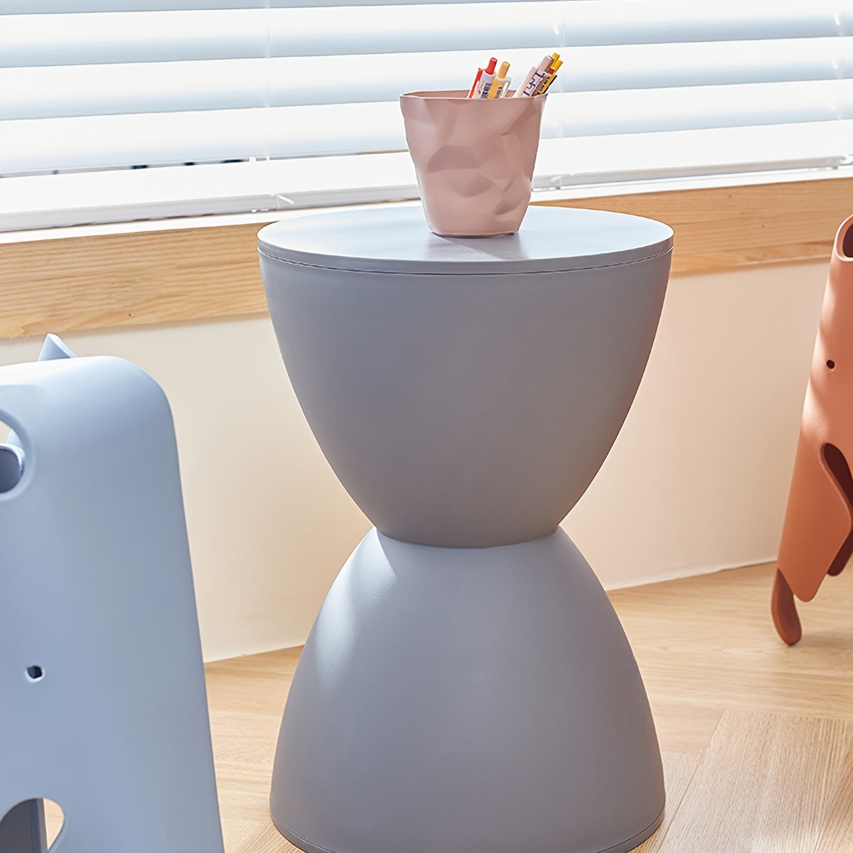 Contemporary Hourglass Storage Ottoman Bench with Water Resistant Finish