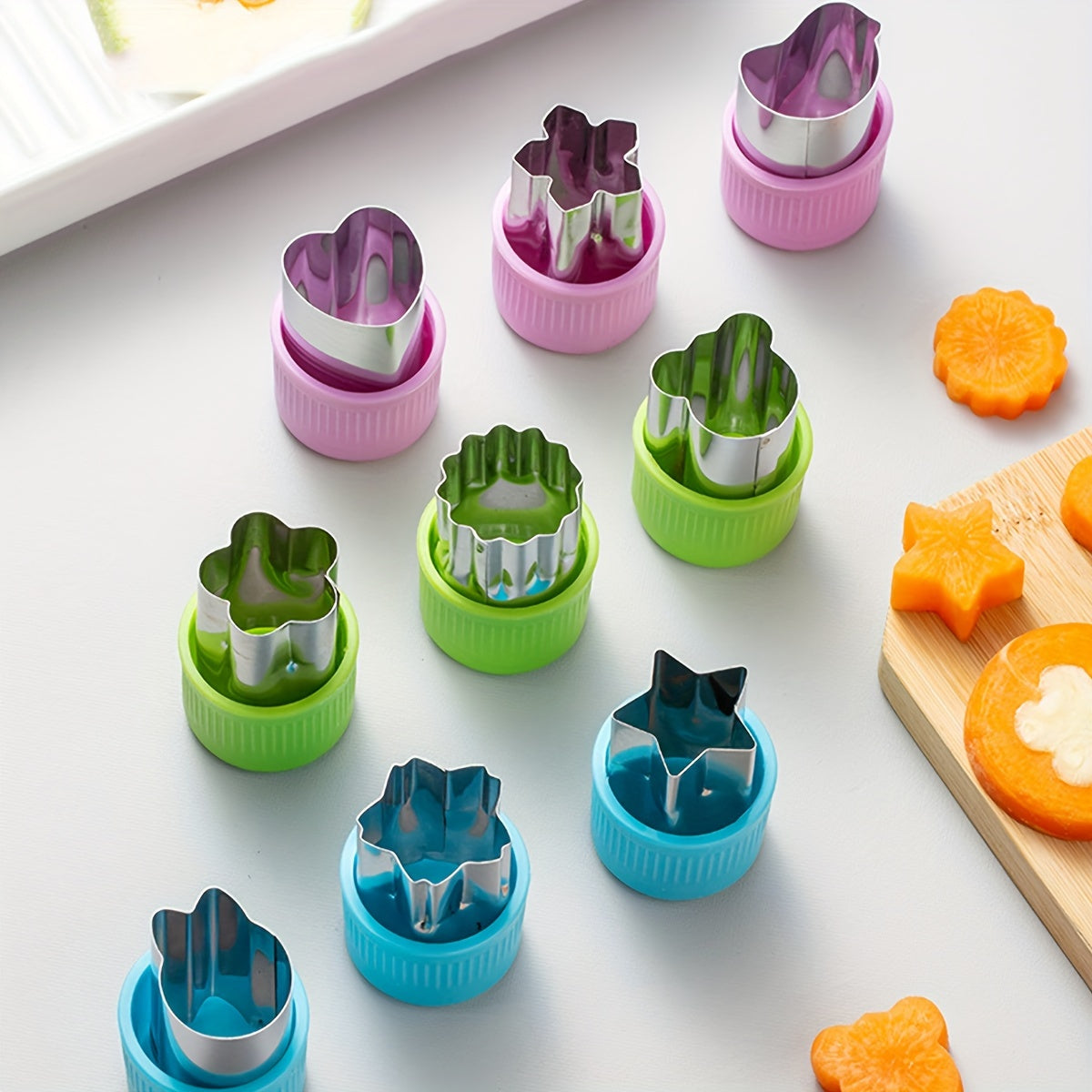 Fruit and Vegetable Cutting Mold Set, Stainless Steel, 3 or 9 Pieces