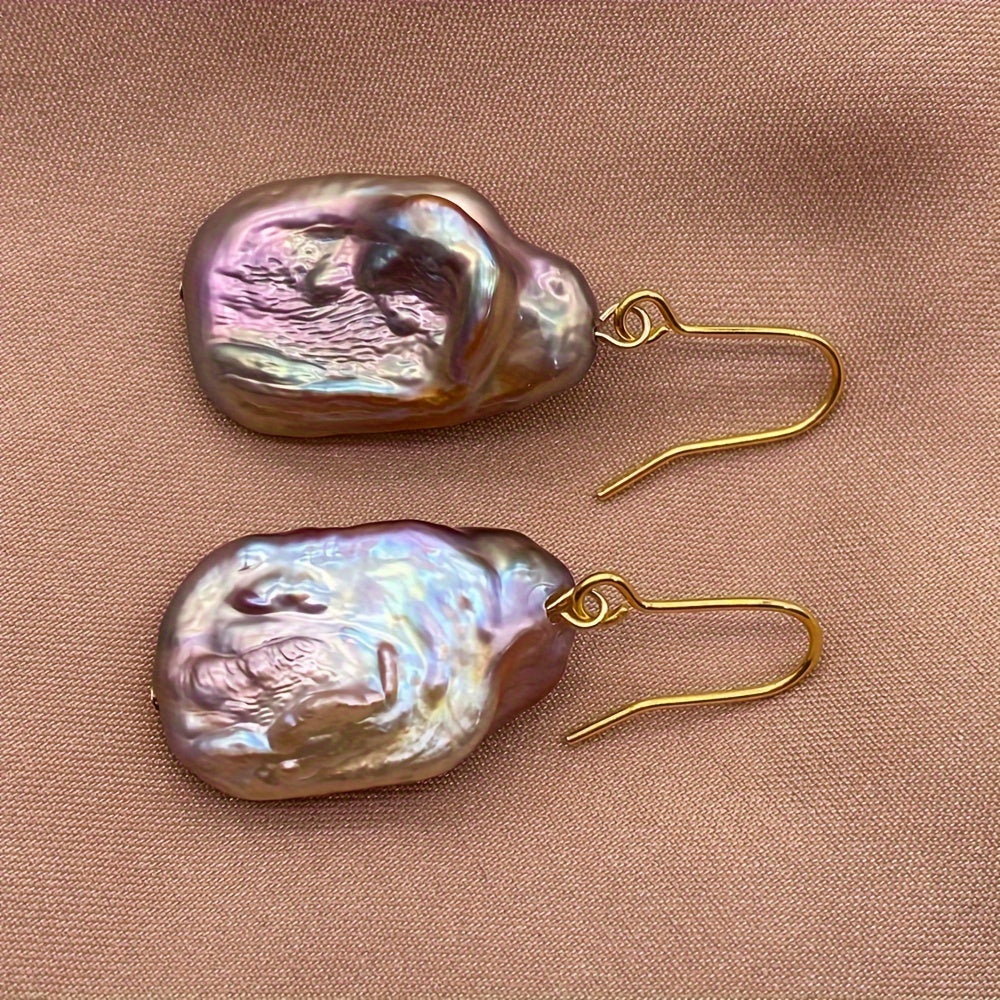 Vintage Dangle Earrings with Irregular Baroque Freshwater Pearls for Women