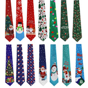 Unisex Christmas Tie Polyester Santa Snowman Candy Cane Holiday Party Accessory