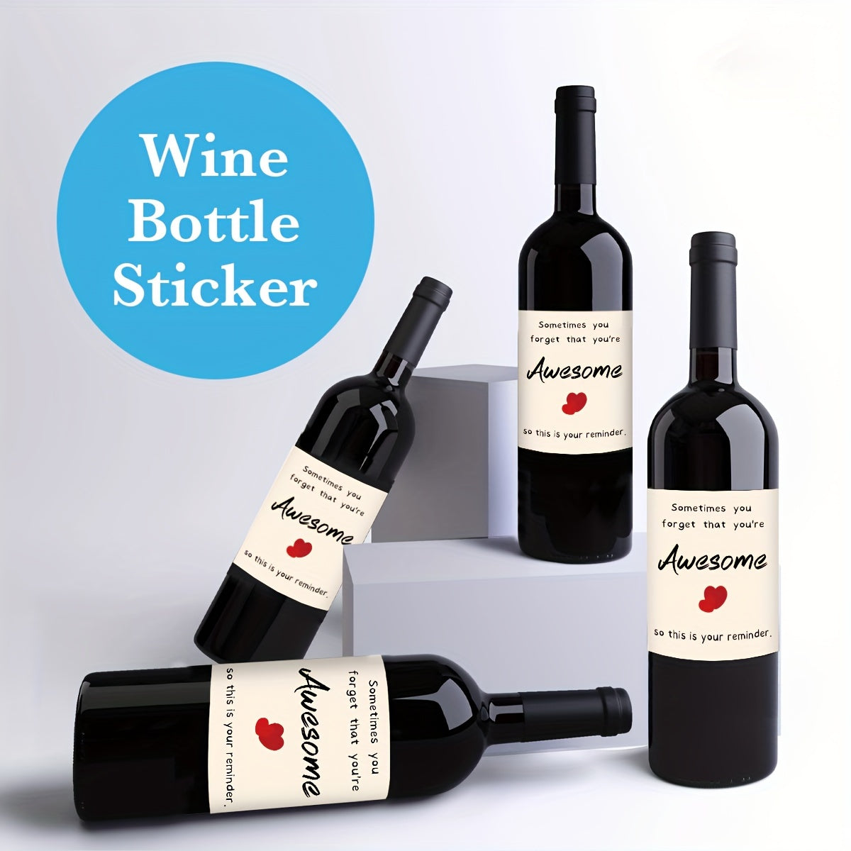 4-Pack Wine Labels for Parties and Birthdays, "You're Awesome" Gift Tags