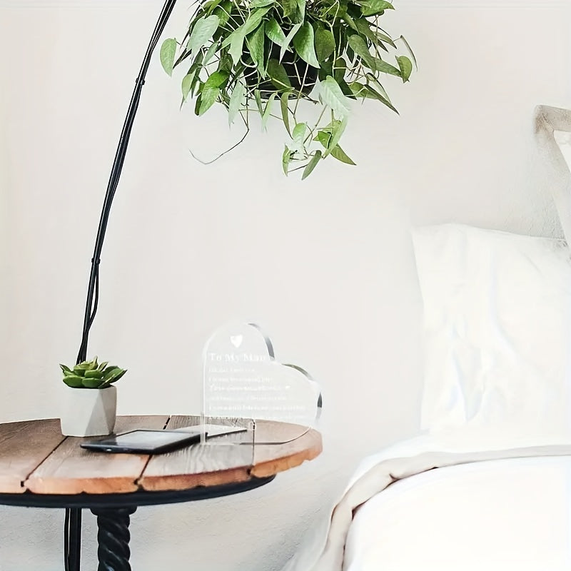 Yurak shaklidagi akril plaka: maxsus tadbirlarda er yoki o‘g‘il do‘st uchun ideal sovg‘a, noyob sevgini ifodalash. Rojdestvo yoki har qanday bayram uchun ajoyib.