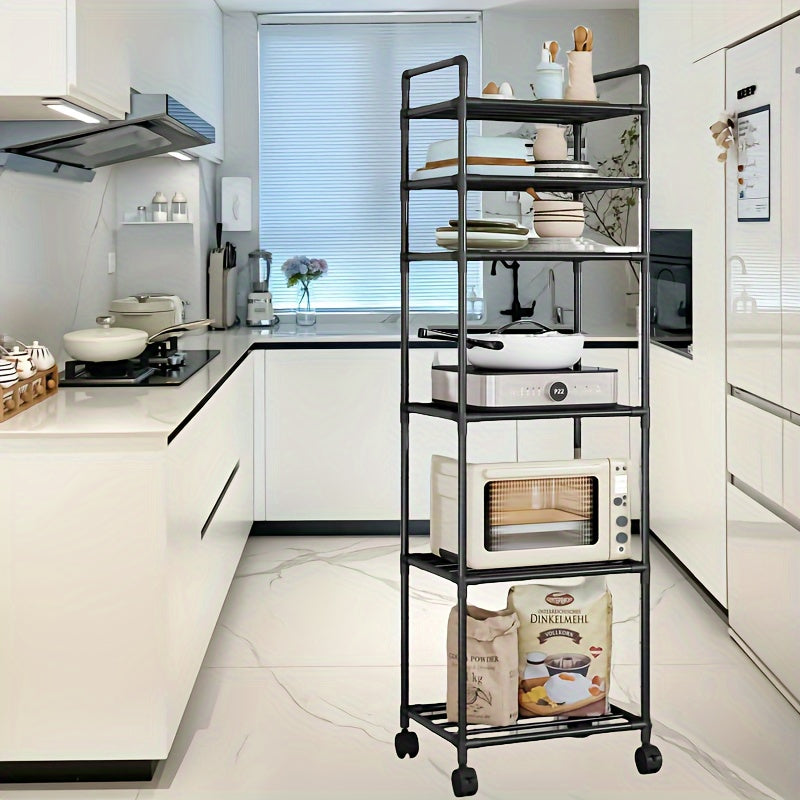 6-Tier Metal Storage Cart on Wheels for Kitchen Bathroom Living Room