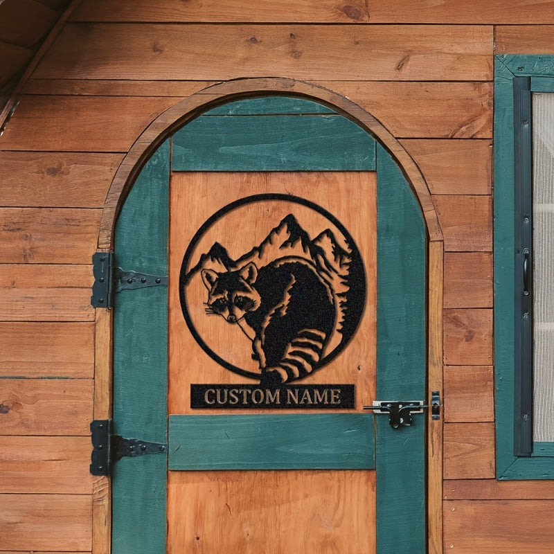 Custom Raccoon Metal Sign Weatherproof Wall Art for Home Cabin Patio Decor
