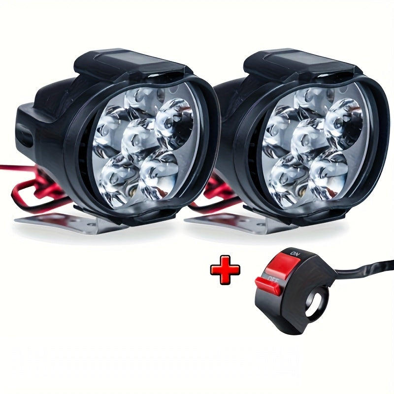 2PCS White 6LED Motorcycle Light Bar with Switch for Cars and Trucks